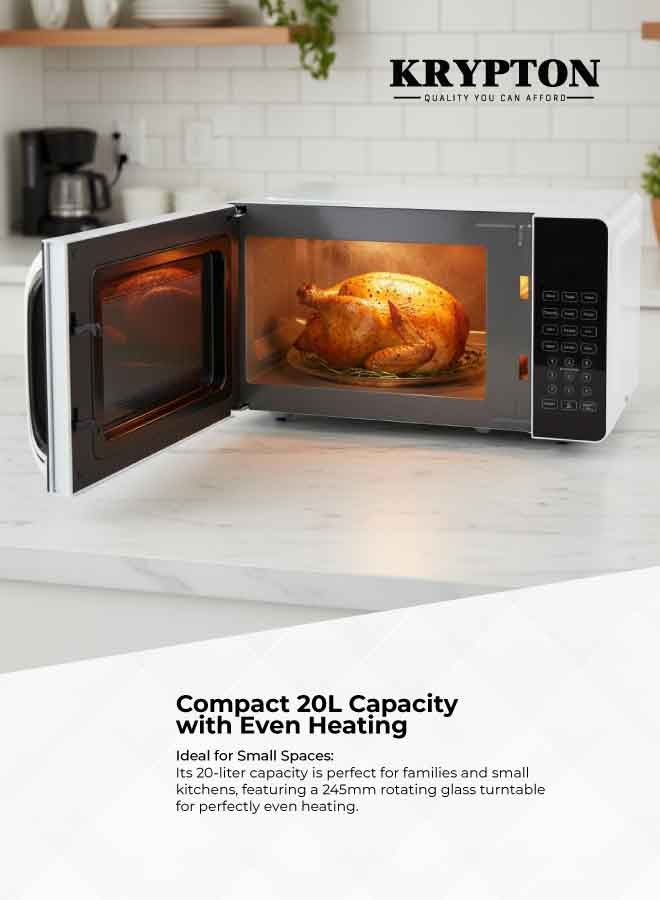 كريبتون ميكروويف رقمي – سعة 20 لتر | طهي متعدد الوظائف مع شواية وتهوية | 8 قوائم طهي تلقائية | مؤقت 99 دقيقة | 10 مستويات طاقة | قفل للأطفال | طبق زجاجي دوار | مثالي للأرز، المعكرونة، الخضروات، الوجبات الخفيفة - Image 4