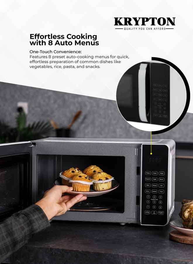 كريبتون ميكروويف رقمي – سعة 20 لتر | طهي متعدد الوظائف مع شواية وتهوية | 8 قوائم طهي تلقائية | مؤقت 99 دقيقة | 10 مستويات طاقة | قفل للأطفال | طبق زجاجي دوار | مثالي للأرز، المعكرونة، الخضروات، الوجبات الخفيفة - Image 3