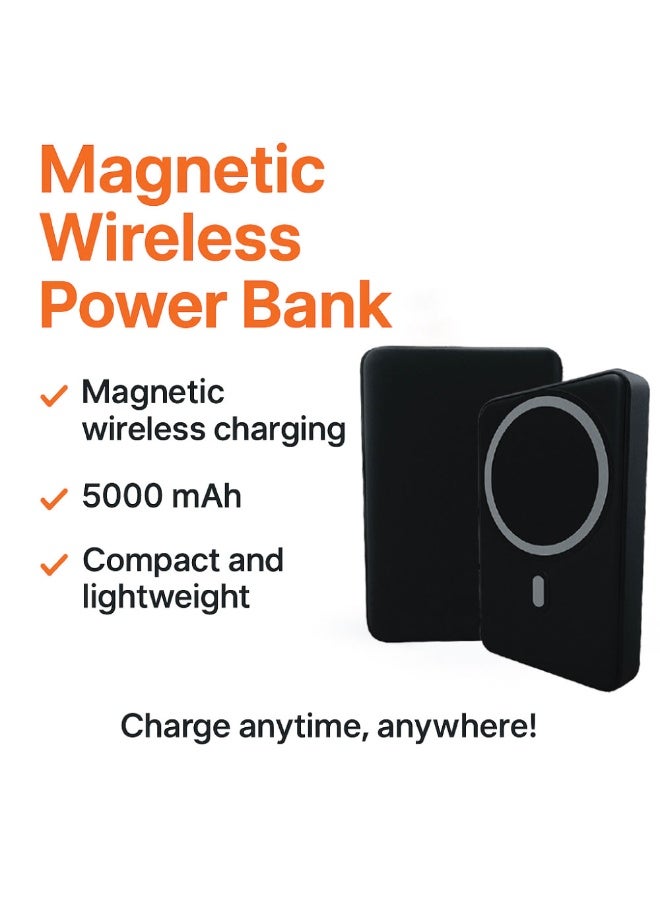 تكنو تيكنو باور بانك مغناطيسي لاسلكي 5000mAh – أسود – شحن سريع 20W سلكي / 15W لاسلكي – صغير الحجم - Image 3
