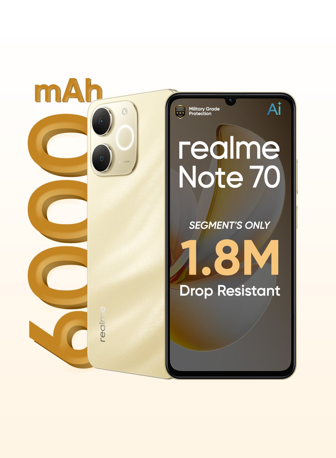 realme Note 70 Dual SIM Gold 4GB RAM 128GB 4G - Middle East