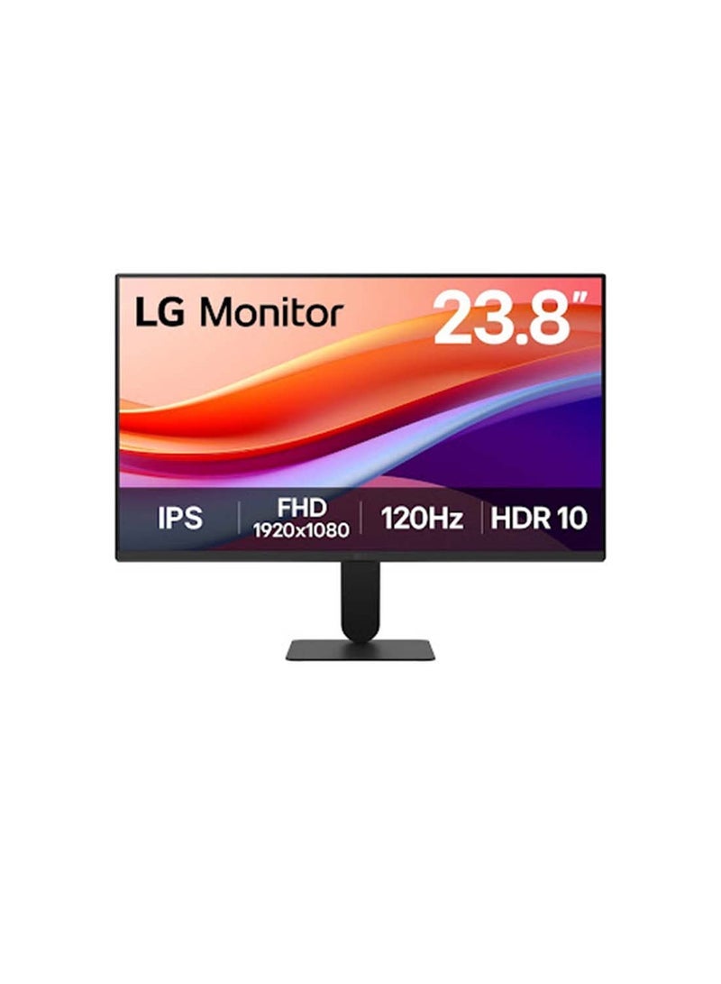 LG 24-Inch Full HD IPS Monitor, 120Hz, 5ms, HDR10, 99% sRGB, 3-Side Borderless Design, HDMI & VGA Ports, Tilt Adjustable, VESA Mount, Eye Comfort Mode, Flicker Safe, Black | 24U411A-B black - Image 1