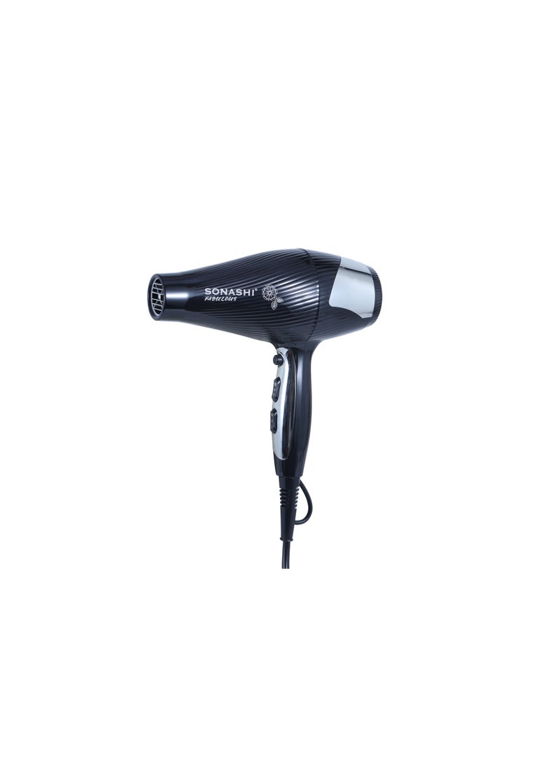 SONASHI 3200W Professional Hair Dryer with Cold & Hot Wind | 2 Speed & 3 Heat Settings with Cool Shot Function | AC Motor for Powerful Performance | Adjustable Airflow & Temperature Control | SHD-3055 Black/Silver - Image 3