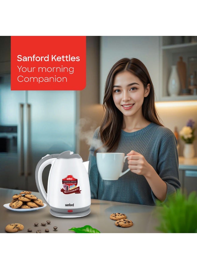 Sanford Electric Kettle, Double-Layer, Stainless Steel Inner, Cool Touch Body, Auto Shut-off, Boil-Dry Safety, Cordless, Fast Boiling 1.8 L 1500 W SF1880EK-1.8L BS Red - Image 2