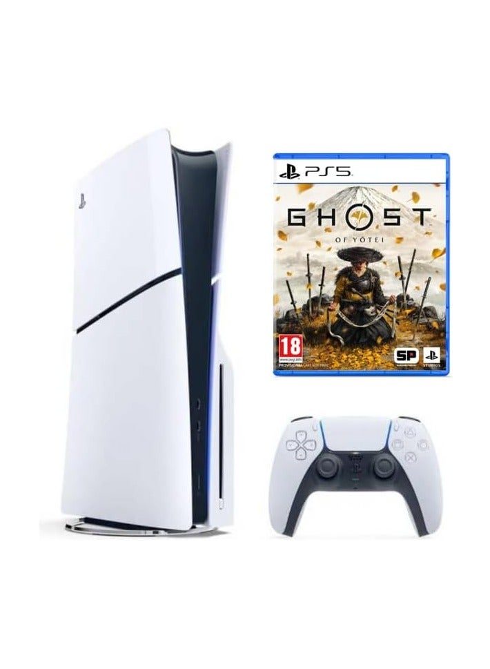 Sony PlayStation 5 Slim Disc Console + Ghost Of Yotei - International Version - Image 1