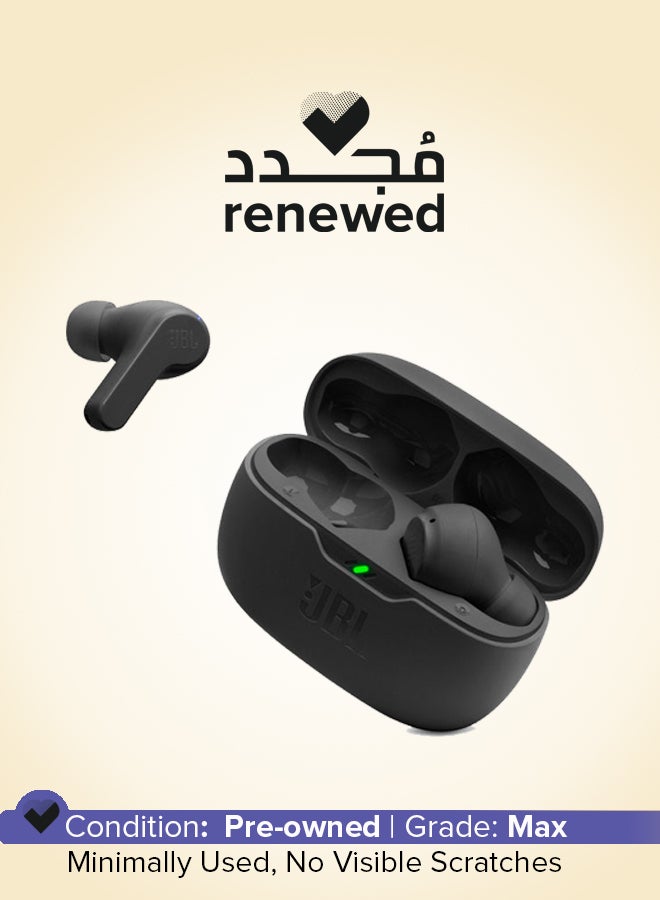 JBL Renewed - Wave Beam True Wireless Earbuds, Deep Bass, High-Quality Audio, Comfort Fit, 32H Battery, Smart Ambient, TalkThru, Hands-Free + VoiceAware, Water And Dust Resistant black - Image 1