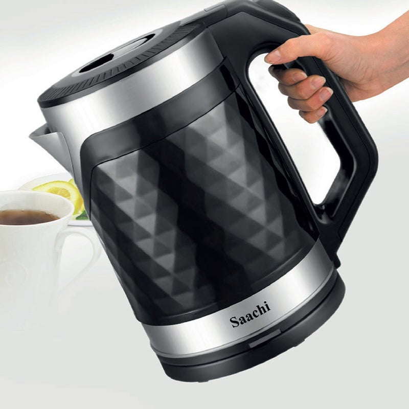 Saachi 1.8L Cordless Electric Kettle with Elegant Diamond Texture – Fast Boil, Auto & Manual Shut-Off, 360° Rotating Base, Concealed Heating Element & Overheat Protection 1.8 L 1500 W NL-KT-7762-BK black - Image 5