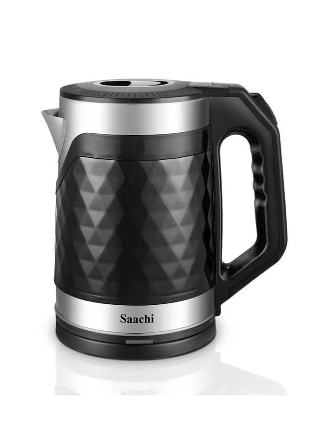 Saachi 1.8L Cordless Electric Kettle with Elegant Diamond Texture – Fast Boil, Auto & Manual Shut-Off, 360° Rotating Base, Concealed Heating Element & Overheat Protection 1.8 L 1500 W NL-KT-7762-BK black - Image 1
