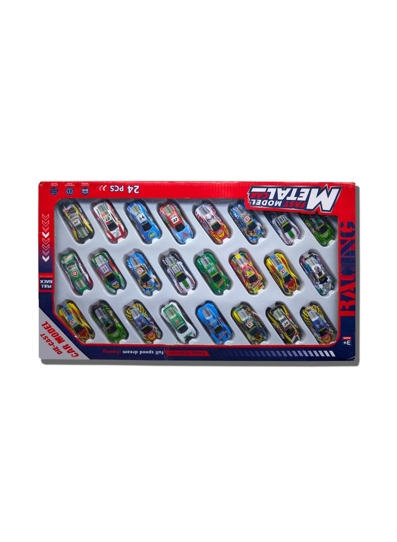 مايتويز Alloy Mini Pull Back Toy Car, Pull Back Car Toy Set, Mini Racing Vehicle Toy Model Set - 24Pcs - Image 1