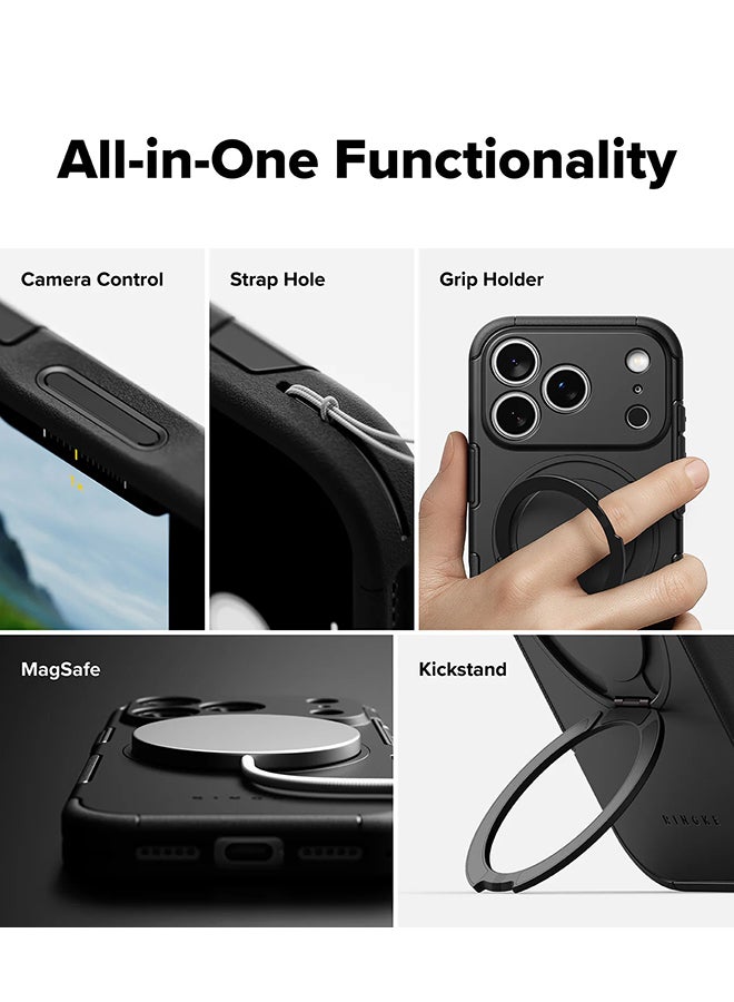 Ringke Alles For iPhone 17 Pro Case, [For Magsafe] Protective Case with Stand Powerful Magnetic Cover Kickstand Rugged Shockproof Phone Case Cover - Black - Image 3