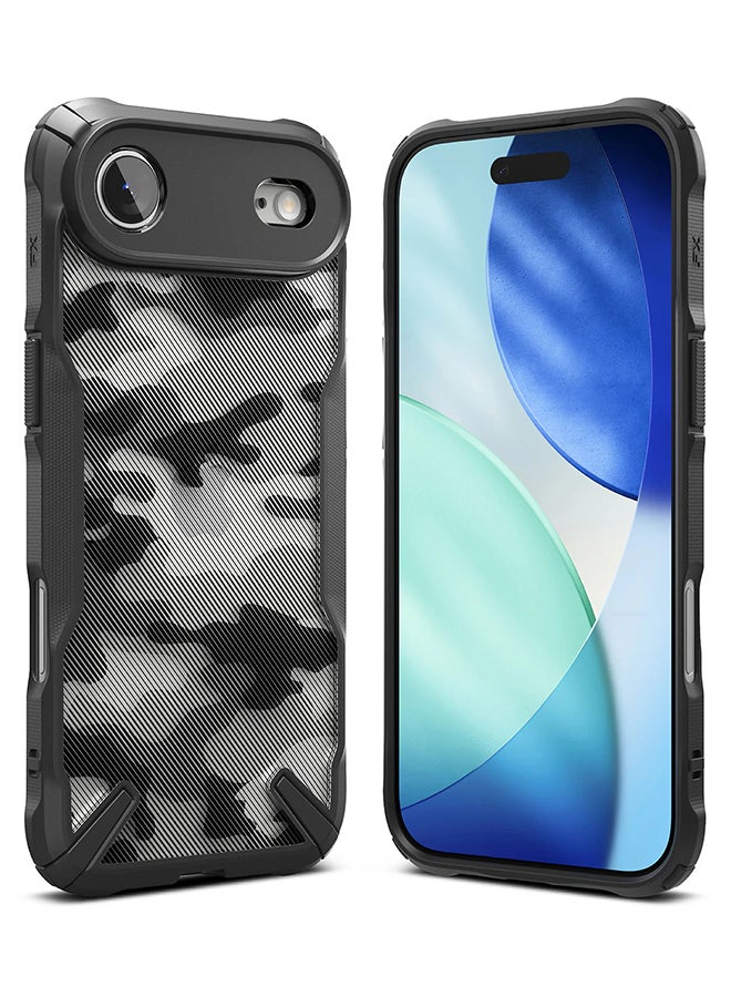 Ringke Fusion-X For iPhone Air Case Cover Transparent Hard Back Soft Flexible TPU Bumper Scratch Resistant Shockproof Protection Phone Cover - Camo Black - Image 1