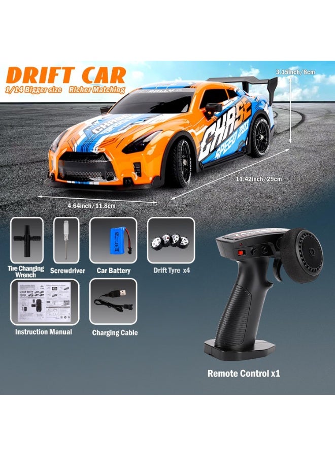 مايتويز سيارة Drift RC 1/16، 2.4Ghz RTR سيارة Drift RC، 4x4 سيارة سباق Drift مضيئة سريعة 18KM/H، شاحنة RC كهربائية عالية السرعة 4WD لجميع الطرق للأطفال - Image 2