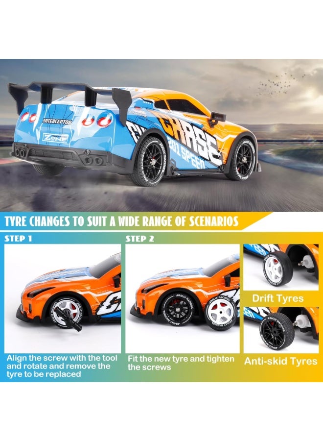 مايتويز سيارة Drift RC 1/16، 2.4Ghz RTR سيارة Drift RC، 4x4 سيارة سباق Drift مضيئة سريعة 18KM/H، شاحنة RC كهربائية عالية السرعة 4WD لجميع الطرق للأطفال - Image 5