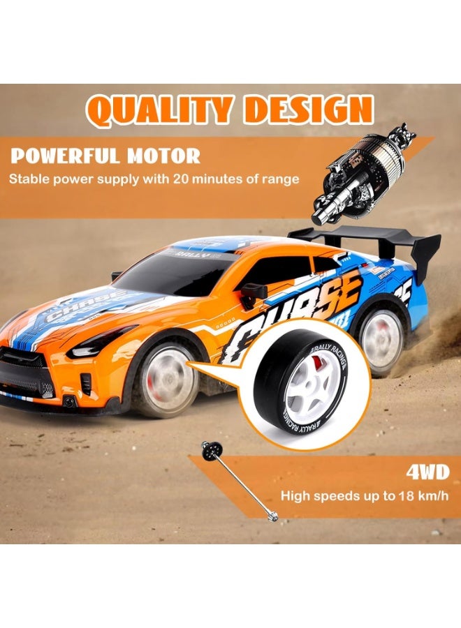 مايتويز سيارة Drift RC 1/16، 2.4Ghz RTR سيارة Drift RC، 4x4 سيارة سباق Drift مضيئة سريعة 18KM/H، شاحنة RC كهربائية عالية السرعة 4WD لجميع الطرق للأطفال - Image 4