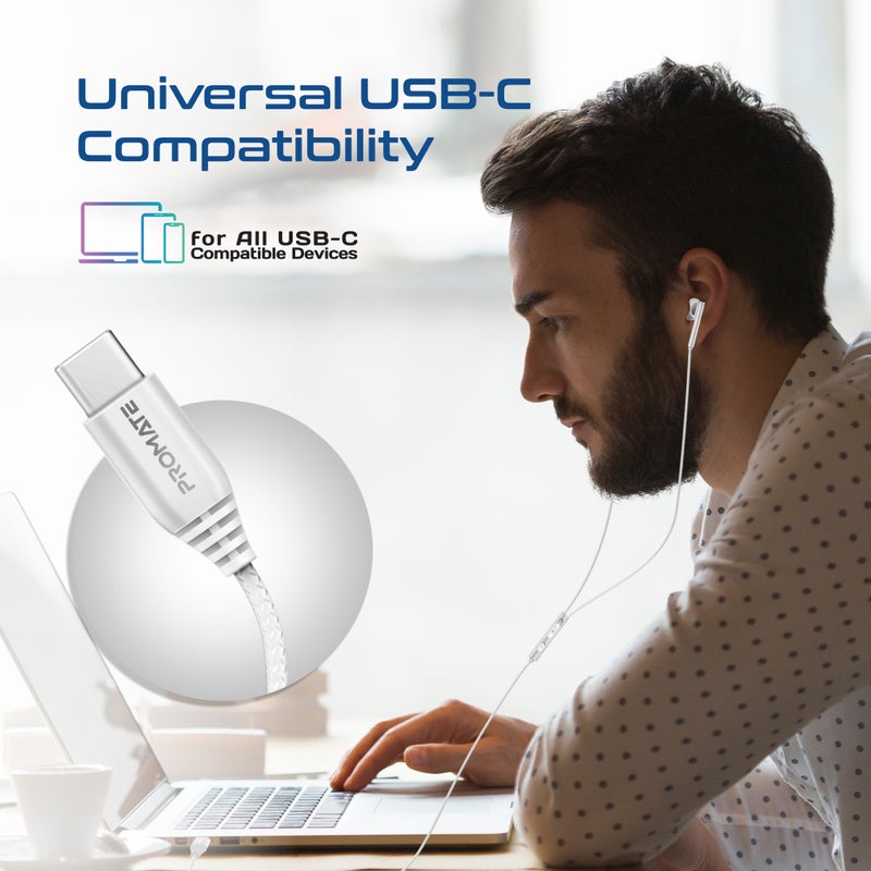 بروميت سماعات لاسي-إس USB-C السلكية مع ميكروفون ENC، محركات ديناميكية 14 مم، صوت ستيريو عالي الدقة، تحكم في مستوى الصوت، كابل بطول 1.2 متر خالي من التشابك، هيكل من الألمنيوم، للهواتف والأجهزة اللوحية واللابتوبات USB-C - Image 5