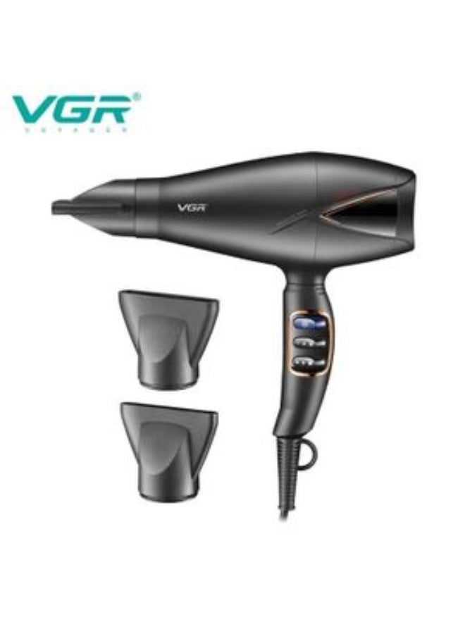 VGR 467 Hair Dryer – 2200W Fast Drying, 3 Heat Settings & Styling Nozzles silver