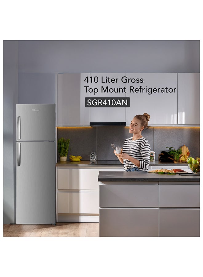 SUPER GENERAL 410L Gross Capacity & 334L Net Capacity Double Door Top Mount Refrigerator with Inverter Compressor, No Frost, Lock & Key, Quiet Operation, LED light, Inox, SGR410AN SGR410AN Inox - Image 2