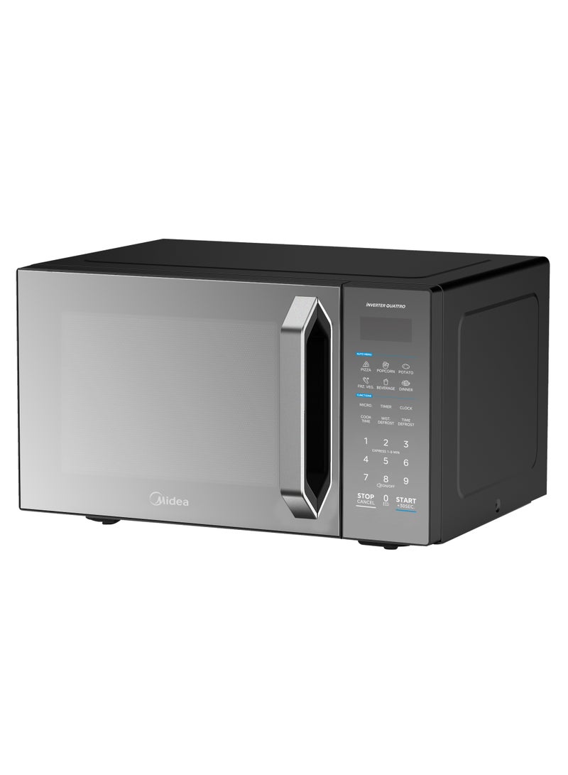 Midea Microwave 25L Solo ,900W,11 Power level ,Inverter Quattro,6 Auto Menus ,Black Mirror door , EM9P022MX-B 25 L 900 W EM9P022MX Black Mirror door - Image 1