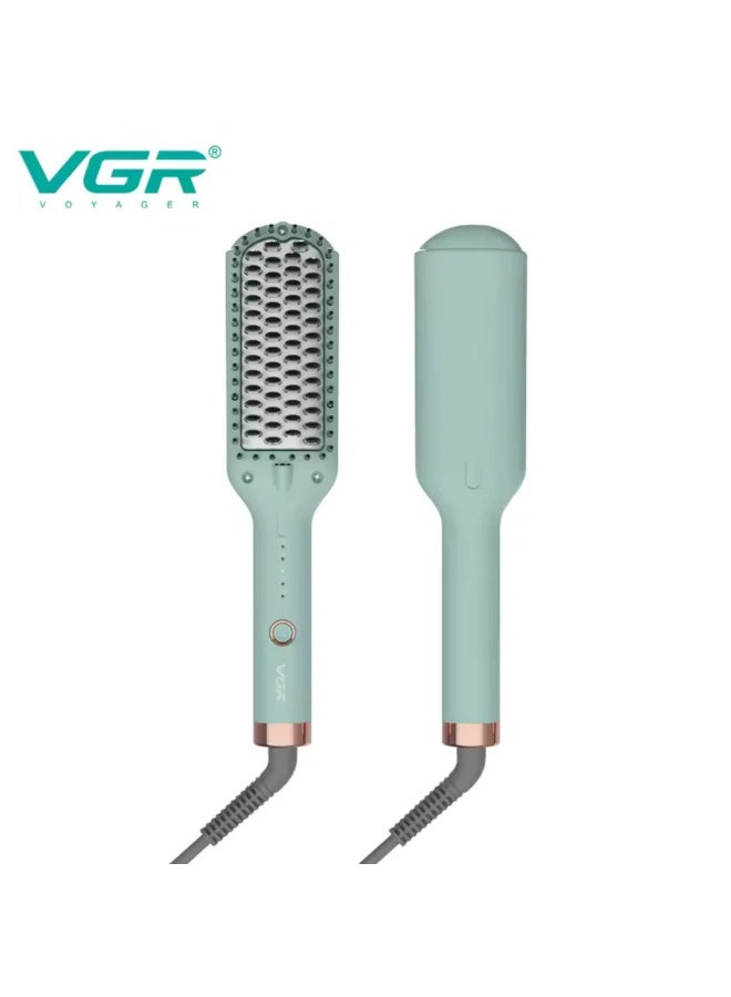 VGR Hair Straightening Brush V-592 , for straight and shiny hair in minutes, Maximum temperature of 220°C, Safe heating heads prevent hair burning and protect the scalp, 5 heating settings, LED temperature indicator for easy control, 360° rotating cable prevents tangling and provides flexibility during use multicolour - Image 2