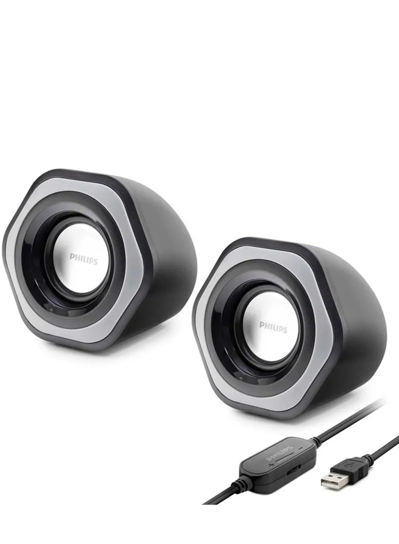 Philips SPA2209 Desktop Speakers 5W - 2.0 Channel Stereo - USB Powered + 3.5mm Cable multi color - Image 1