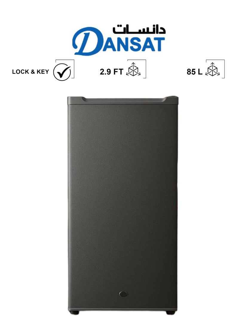 دانسات ثلاجة باب واحد - 2.9 قدم - 85 لتر - 3 رفوف - ضوء داخلي - قفل ومفتاح - فضي داكن - DAN140SR - Image 1