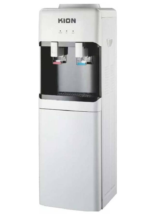 كيون جهاز تبريد وتوزيع المياه الساخنة والباردة مع خزانة تخزين بيضاء، طراز KWD/010WD