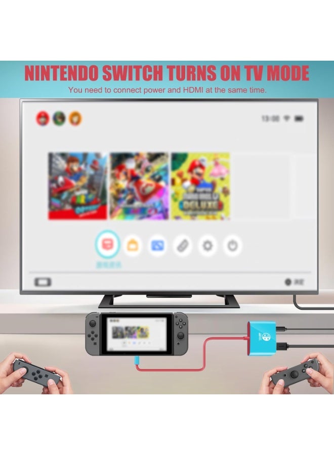 Switch 3-in-1 Portable Multi-Functional Dock for Nintendo Switch / Switch OLED , 4K HDMI Port, USB 3.0 Port, 65W Type-C PD Charging Port , Compatible with Phones, MacBook, Steam Deck, Projectors, and TVs , Lightweight Design Perfect for Travel and Home Use blue and red - Image 4