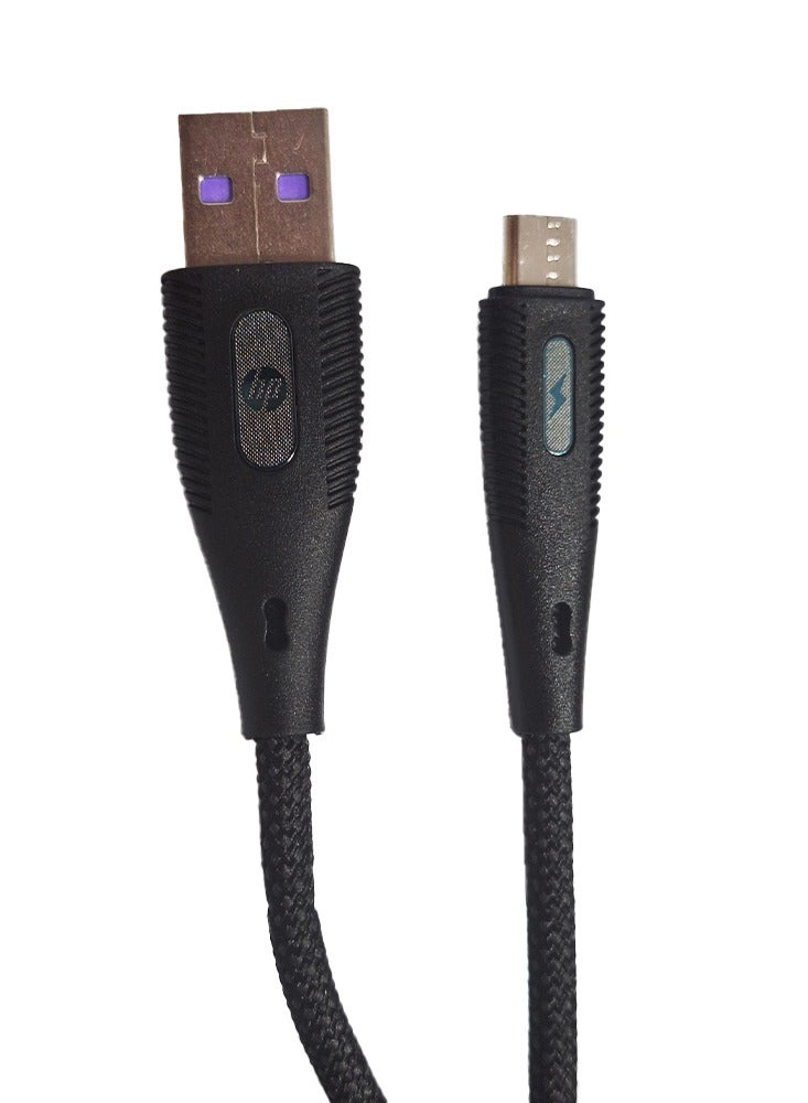 HP Fast Charging and Data Transfer Cable DHC-TC100 USB to Micro , Supports charging up to 5A and data transfer speed up to 480Mbps, Durable and high-quality black - Image 1