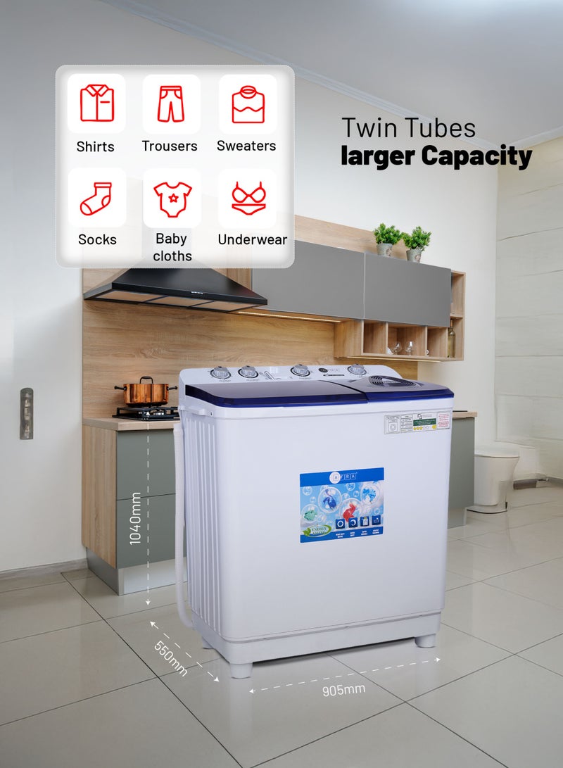 عفرا غسالة Twin Tub، سعة غسيل 12 كجم، سعة عصر 6.5 كجم، 600 واط - Image 4