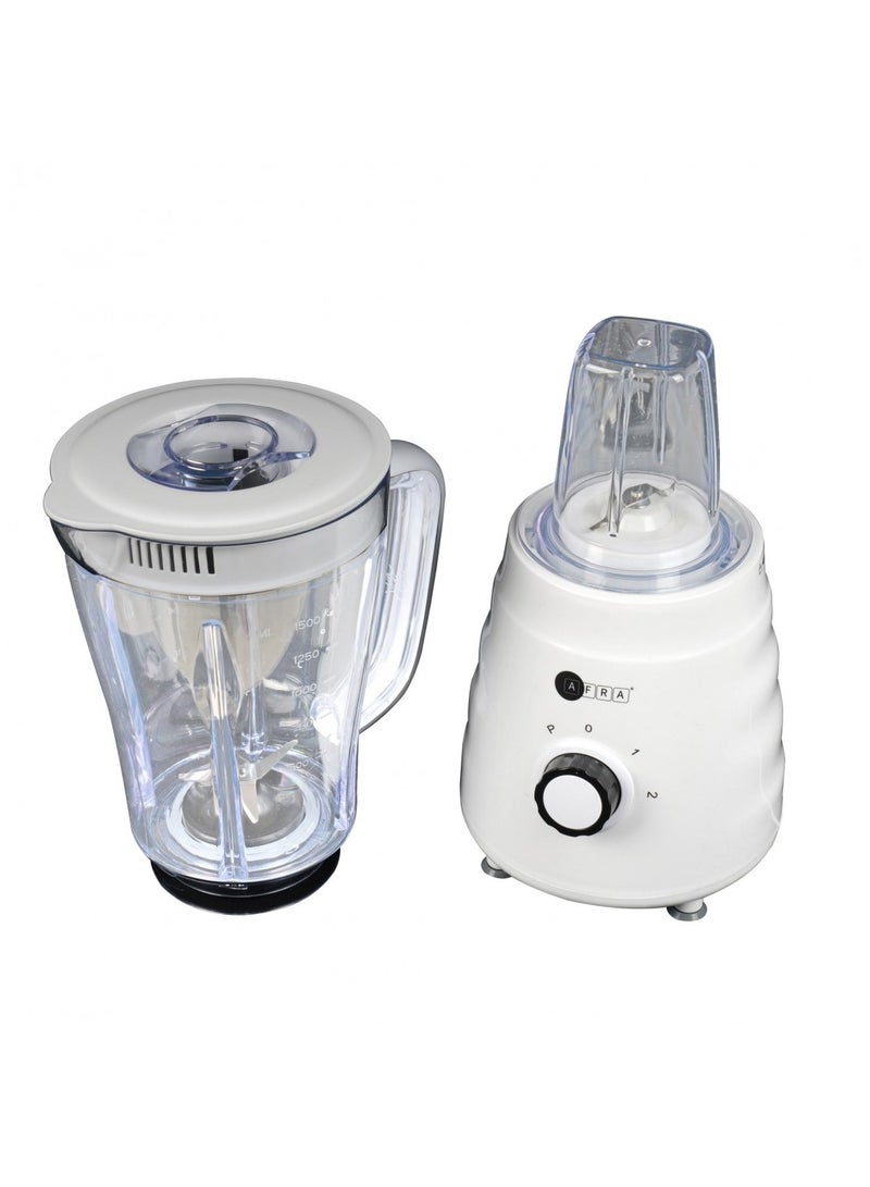 AFRA 2-in-1 Blender with Grinder Cup | 1.5L Plastic Jug, Stainless Steel Blade | 2-Speed Control with Pulse | Anti-Slip Feet | 500W | Model AF-500BLWT | Multi-Color | 2-Year Warranty 1.5 L 500 W AF-500BLWT White - Image 3