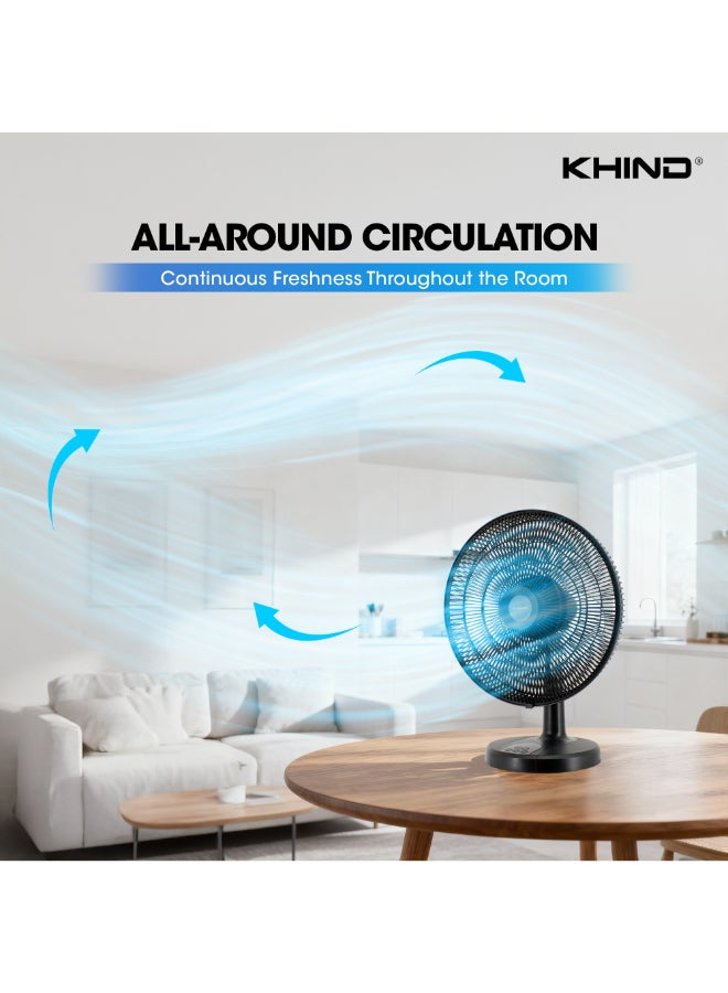KHIND 16 Inch BLDC Table Fan with Remote | 9 Speed, 3 Modes, Energy Efficient Motor, Silent Operation <62dB, High Air Delivery 60m³/min, Matte Black TF1603DC black - Image 3