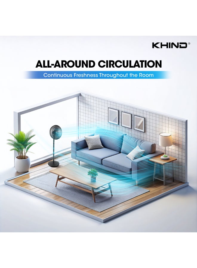KHIND 16 Inch BLDC Table Fan with Remote | 9 Speed, 3 Modes, Energy Efficient Motor, Silent Operation <62dB, High Air Delivery 60m³/min  TF1603DC 36 W SF1603DC Black - Image 3