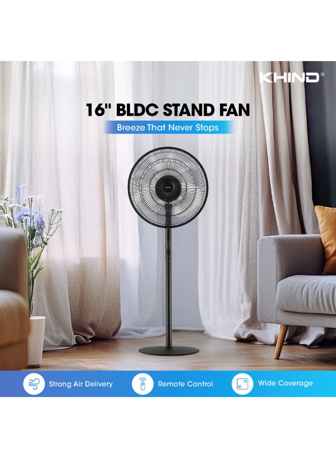 KHIND 16 Inch BLDC Table Fan with Remote | 9 Speed, 3 Modes, Energy Efficient Motor, Silent Operation <62dB, High Air Delivery 60m³/min  TF1603DC 36 W SF1603DC Black - Image 2
