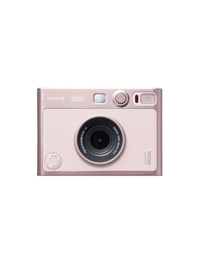 فوجي فيلم Instax Mini EVO Pink Hybrid Instant Camera – Gentle Rose Colour - (USB-C) Instant Print with Digital Preview, Creative Modes & Built-In Selfie Mirror - Image 1