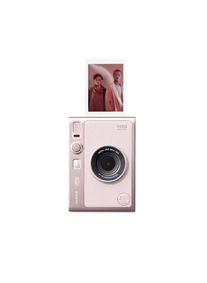 فوجي فيلم Instax Mini EVO Pink Hybrid Instant Camera – Gentle Rose Colour - (USB-C) Instant Print with Digital Preview, Creative Modes & Built-In Selfie Mirror - Image 2