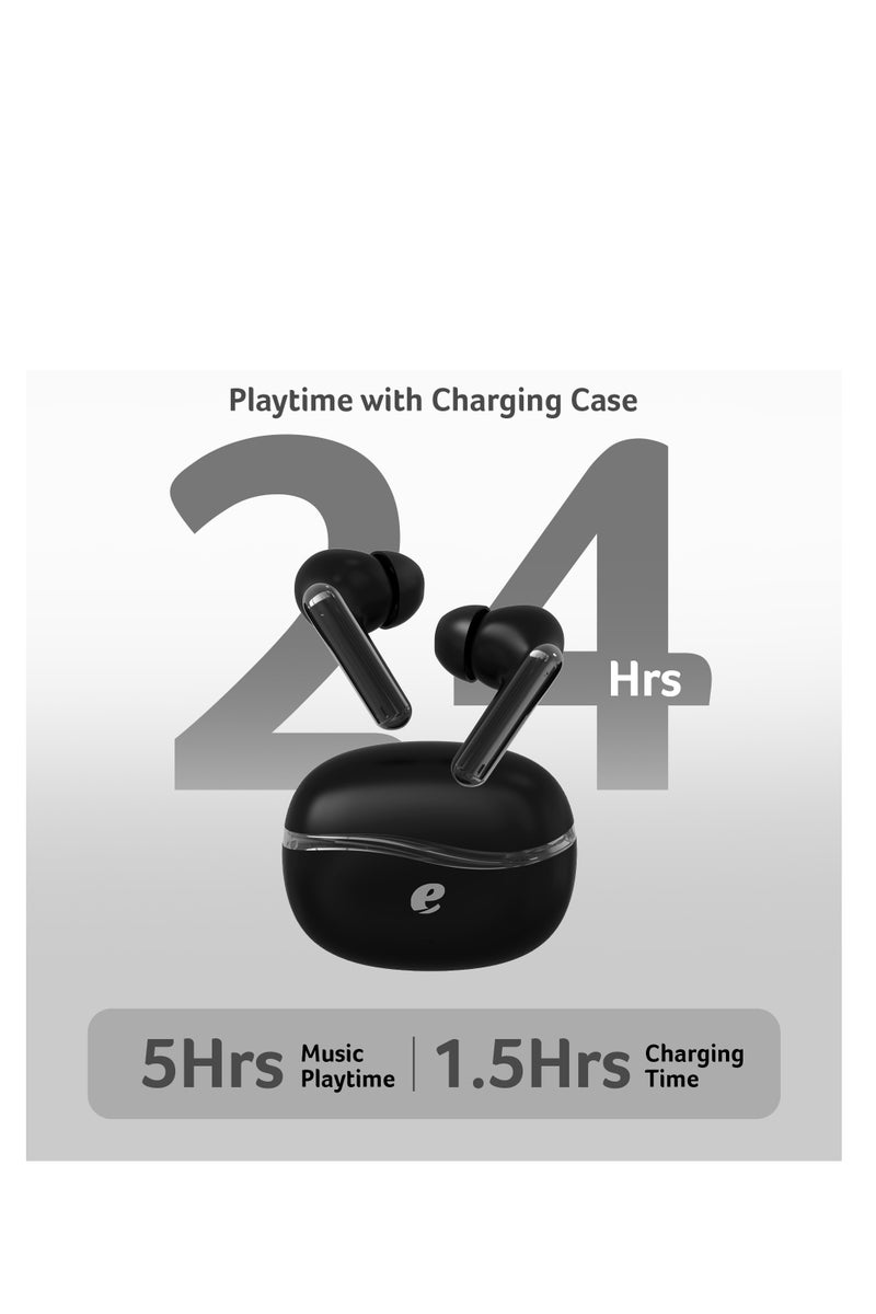 Acer AHR155 True Wireless Bluetooth Earbuds with 24H Playtime, Type-C Charging, 10mm Dynamic Drivers, Extra Bass, ENC, Smart Touch Control, HD Voice, Lightweight Earphone, Long Battery Life With type C Charging cable Black - Image 4