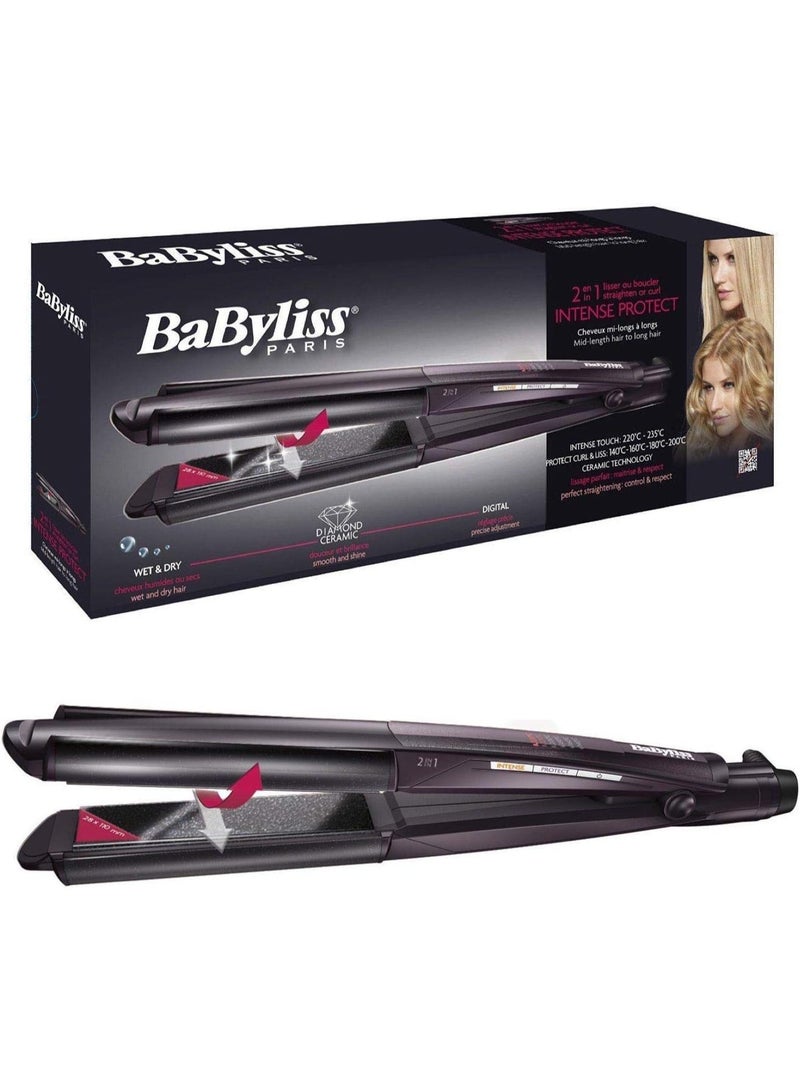 BaByliss Hair Straightener wet & Dry Straight 2in1 Straightening And Curling | Advanced Heat Technology With Quick Heat-up Time ST330ALE Black black - Image 1