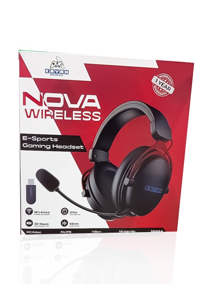 كايان سماعة الألعاب اللاسلكية KAYAN NOVA مع ميكروفون، بطارية لمدة 30 ساعة، جهاز استقبال USB بتردد 2.4GHz، زمن استجابة منخفض للغاية، متوافقة مع الكمبيوتر، PS4/PS5، Xbox، نينتندو، والهواتف المحمولة – أسود/أحمر - Image 5
