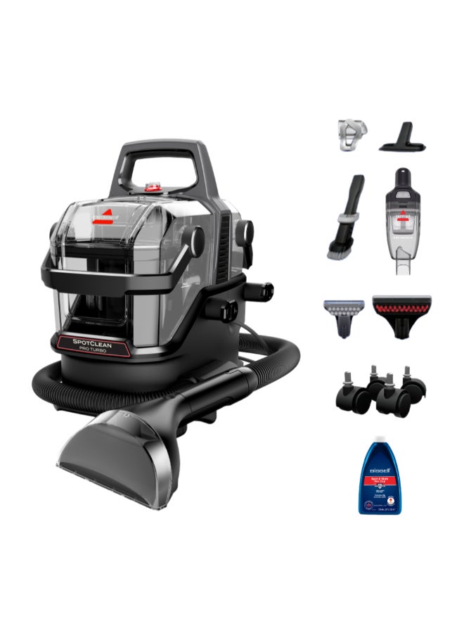 Bissell SpotClean PRO Turbo 3911K – Portable Deep Cleaner withٍ Superior suction  & SmartMix™ Technology, Two Cleaning Modes for Everyday Spills & Tough Stains, Quieter Operation for Cleaning Without Disturbance | 2-Year BISSELL Warranty 420 W 3911K Black/ Grey - Image 1
