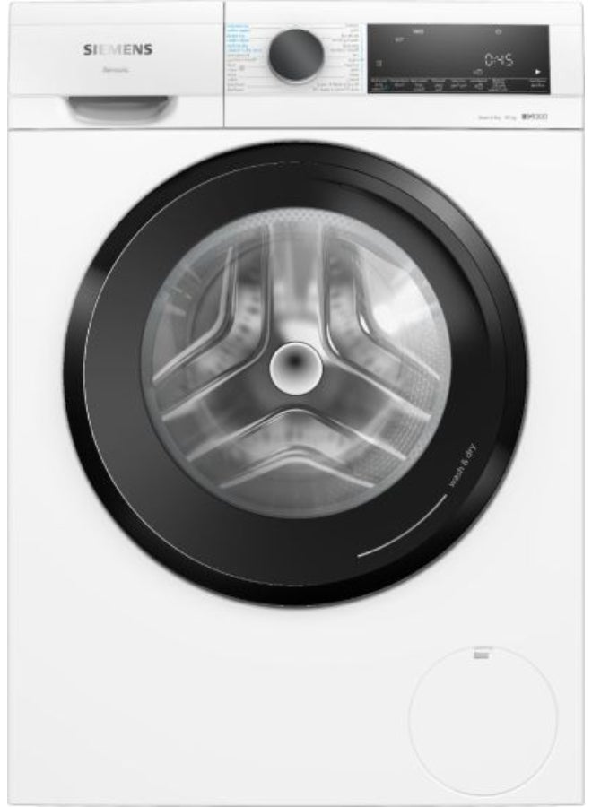 سيمنز WN44A200GC غسالة ومجفف أوتوماتيكي بالكامل iQ300 سعة 9 كجم غسيل / 5 كجم تجفيف، محرك عاكس، SpeedPack L، HygieneCare، تقنية iSensoric - Image 1