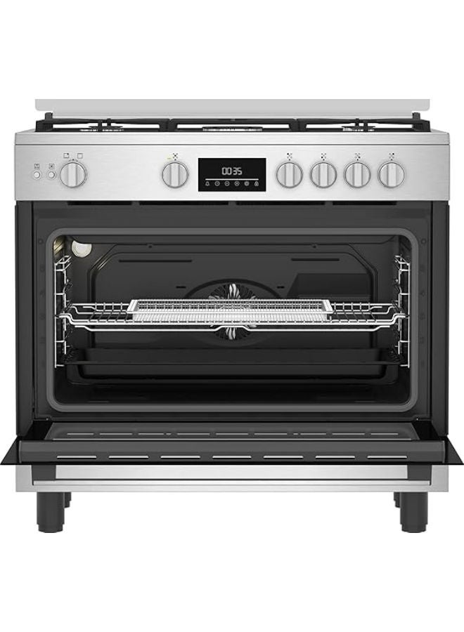 Beko 90cm gas stove with fan, digital controls BGGR11225GXA silver - Image 5