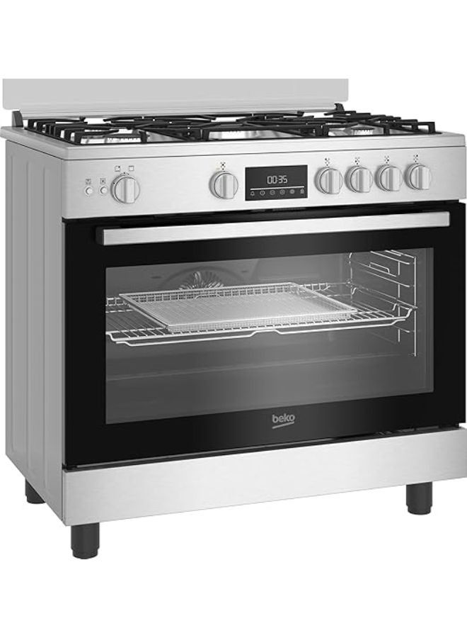 Beko 90cm gas stove with fan, digital controls BGGR11225GXA silver - Image 2