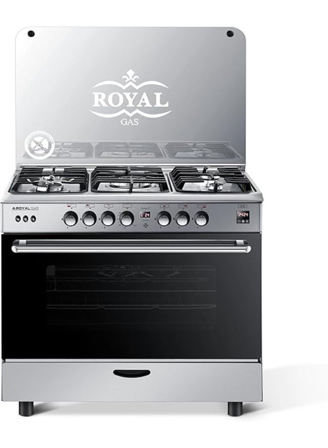 رويال 90cm Cast Iron Stove with Safety Features, Digital Sensor Control, Master Chef 10186 silver - Image 1