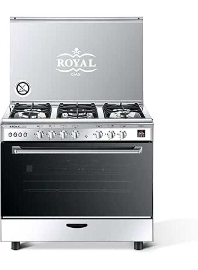 رويال 90cm Cast Iron Digital Stove with Fan, Caesar Series 10294 silver - Image 1