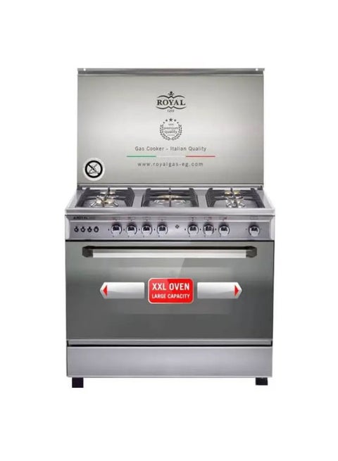 90cm Cast Iron Stove with Fan, Hero Series 10276 silver