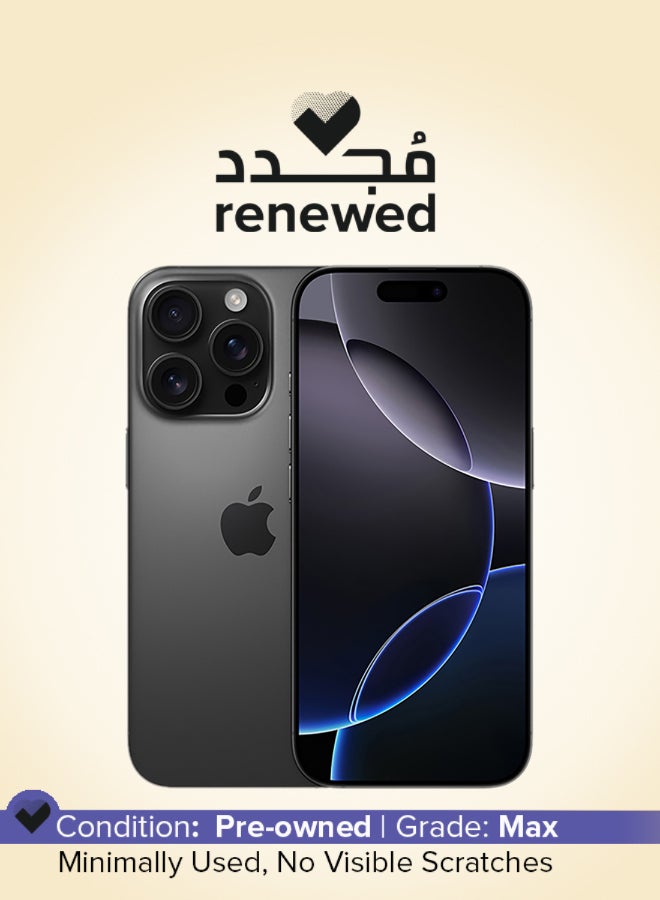 Apple Renewed - iPhone 16 Pro 128GB Black Titanium 5G With Facetime - Middle East Version - Image 1