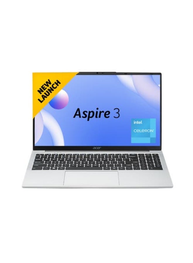 Acer A325 Aspire 3 Laptop, 15.6" FHD IPS Display, Intel Celeron N4500 Processor, 8GB RAM, 256GB SSD, Intel UHD Graphics, English Keyboard, Silver (Upgraded) English silver - Image 1