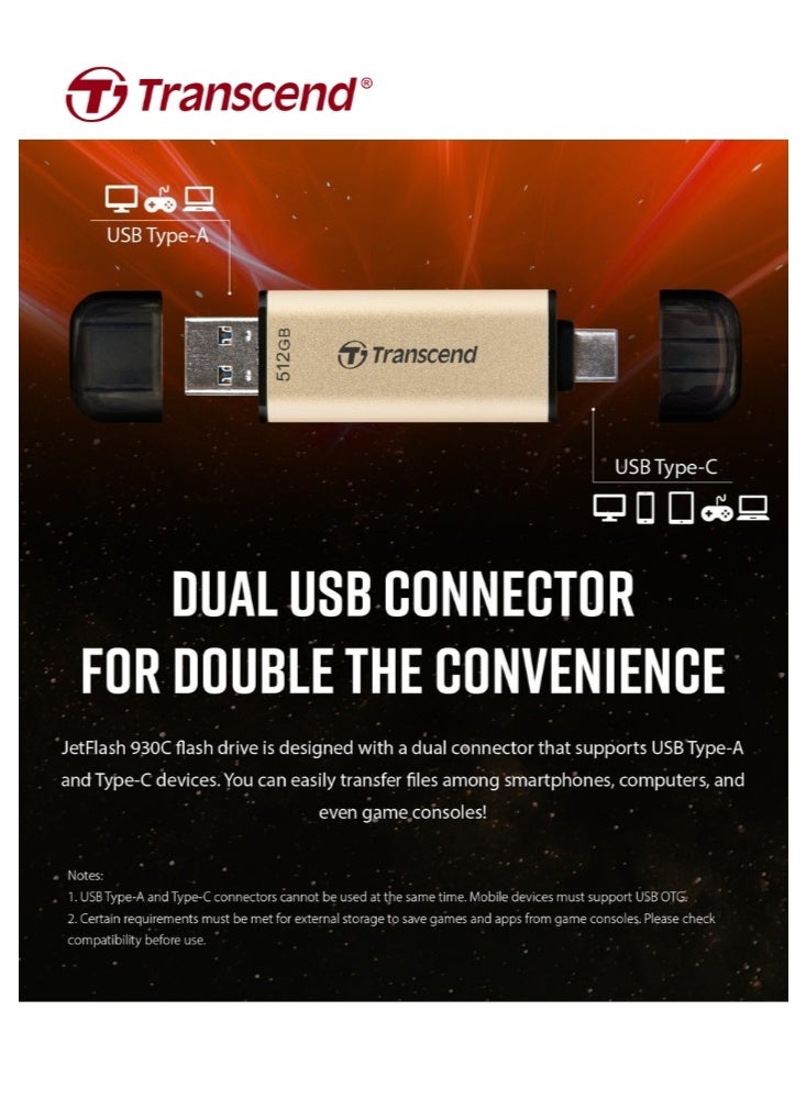 Transcend JetFlash 930C 256 GB USB Flash Drive, USB A 3.2 Gen 1, USB Typ-C | TS256GJF930C 256 GB - Image 4