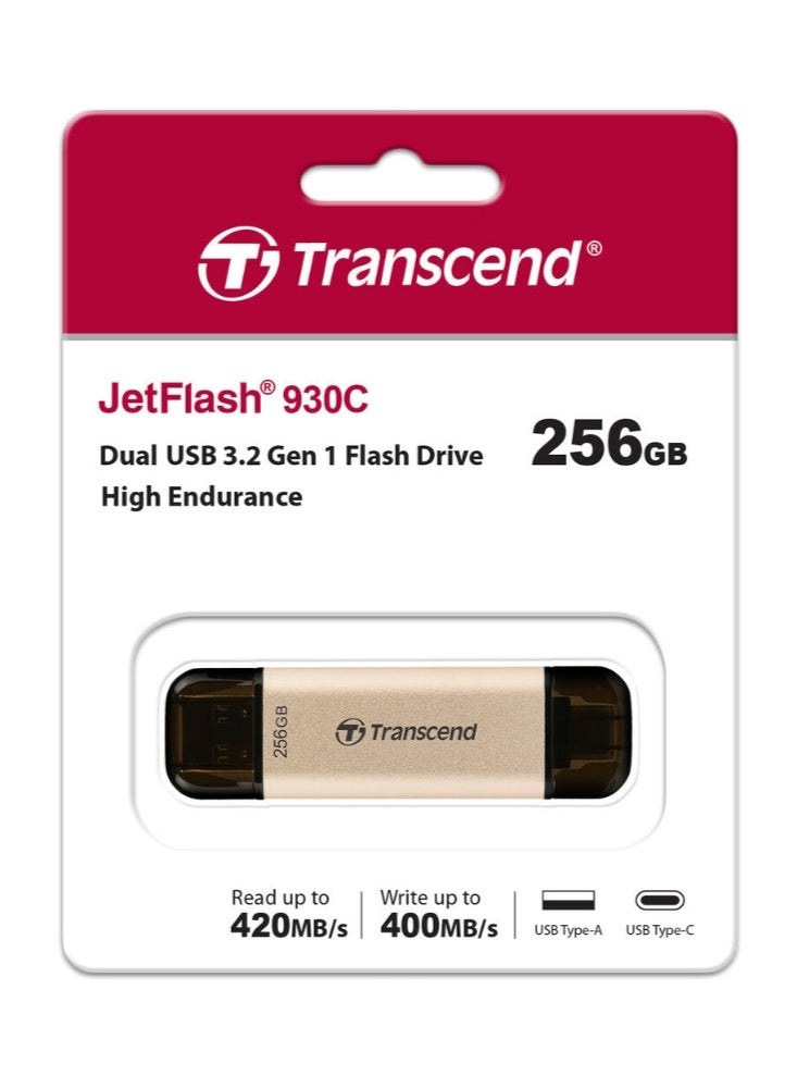 Transcend JetFlash 930C 256 GB USB Flash Drive, USB A 3.2 Gen 1, USB Typ-C | TS256GJF930C 256 GB - Image 1
