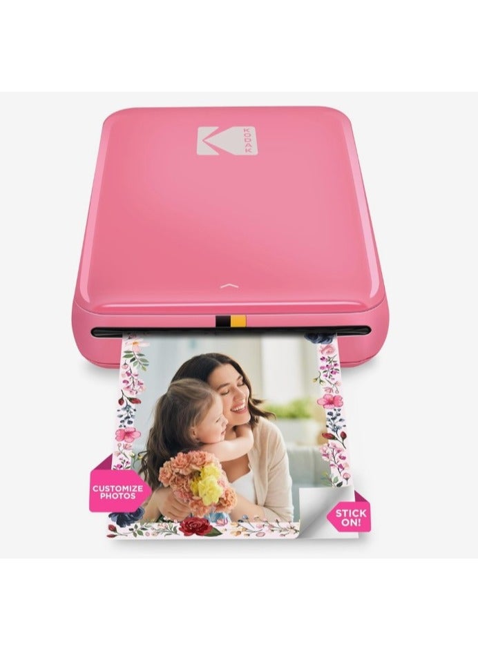 كوداك Kodak Step Portable Mini Photo Printer Instant 2x3 Sticky Backed Prints from iOS and Android via Bluetooth/NFC No Ink Needed with ZINK Technology Smudge-Proof, Water-Resistant, Tear Resistant Photos Compact Travel Friendly Design with Customization App Print Directly From Smart phone Pink - Image 1