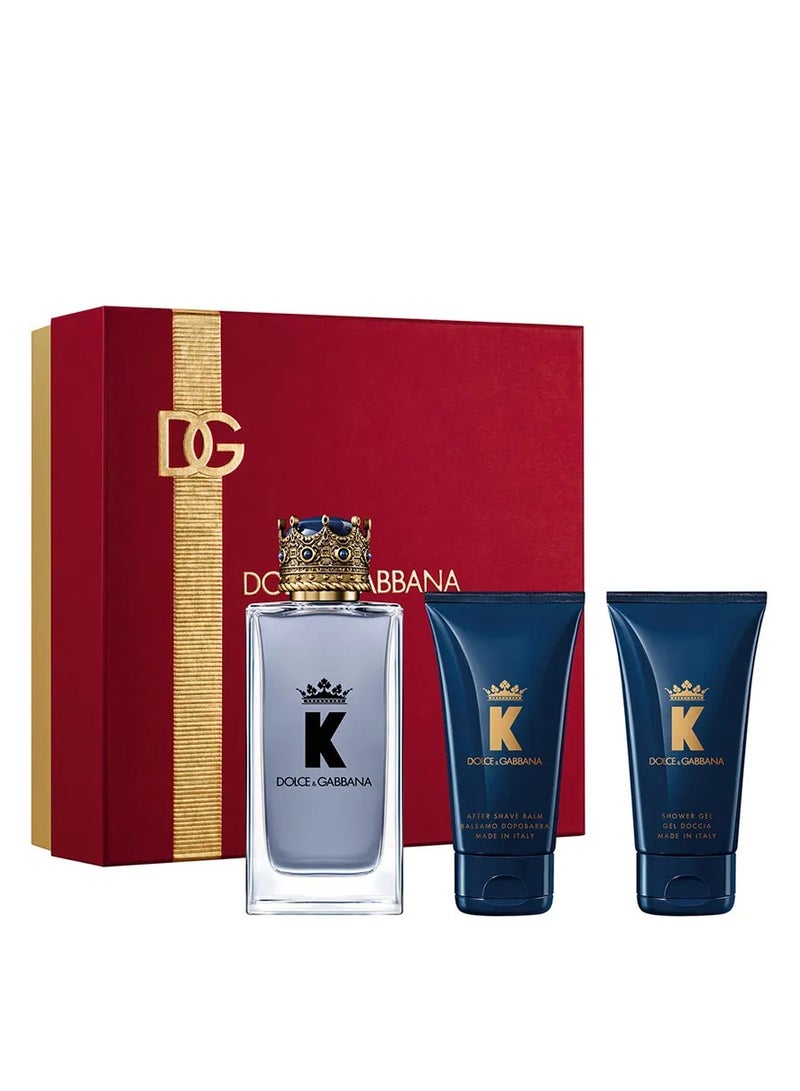 دولتشي آند غابانا مجموعة هدايا K: 100 مل ماء تواليت + 50 مل بلسم بعد الحلاقة + 50 مل جل استحمام 3 قطع - Image 1